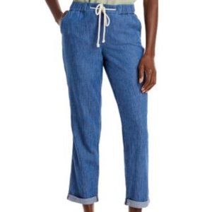 NEW NWT! NYDJ CHAMBRAY RELAXED CUFFED JOGGER PANTS ELASTIC WAIST LIFT TUCK sz 14